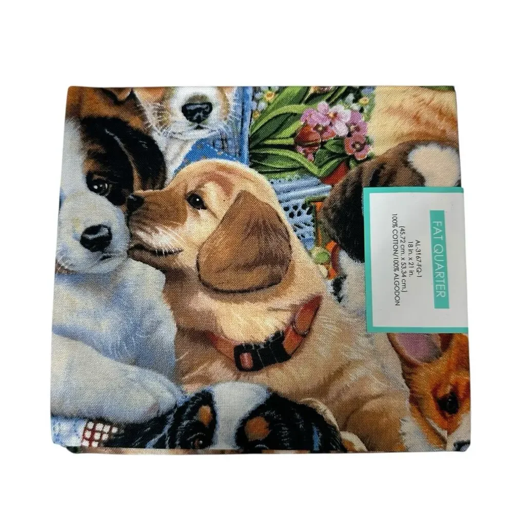 Baby Puppies Puppy Dog Print 100% Cotton Fat Quarter Quilting‎ Fabric Lot of 6